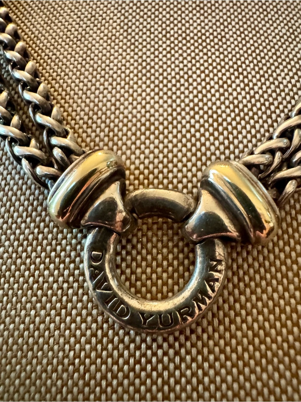 David Yurman 14K & Silver Double Rope Chain Necklace with Circle - Picture 3 of 8